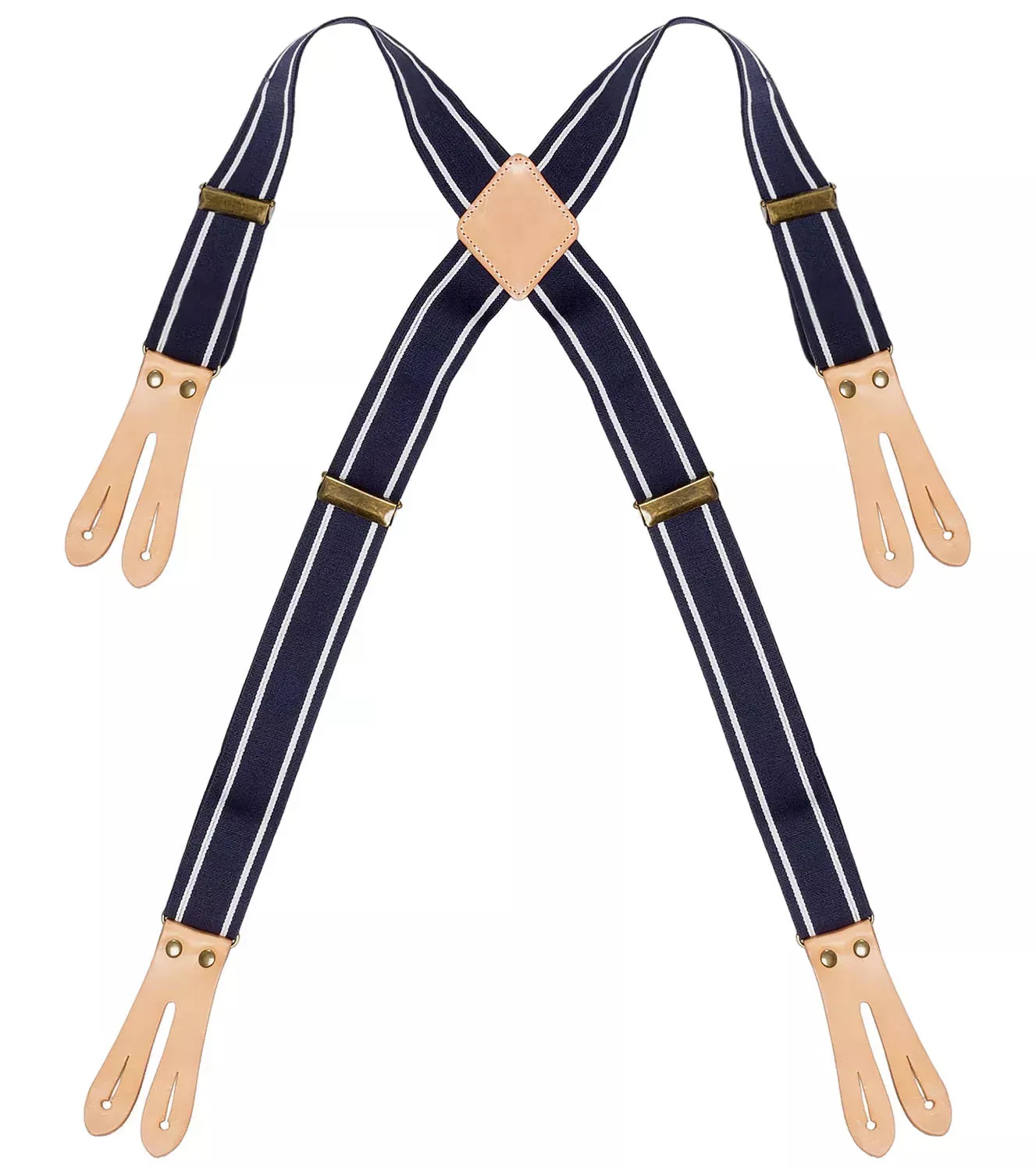 0568 Elasticated braces - Navy/white