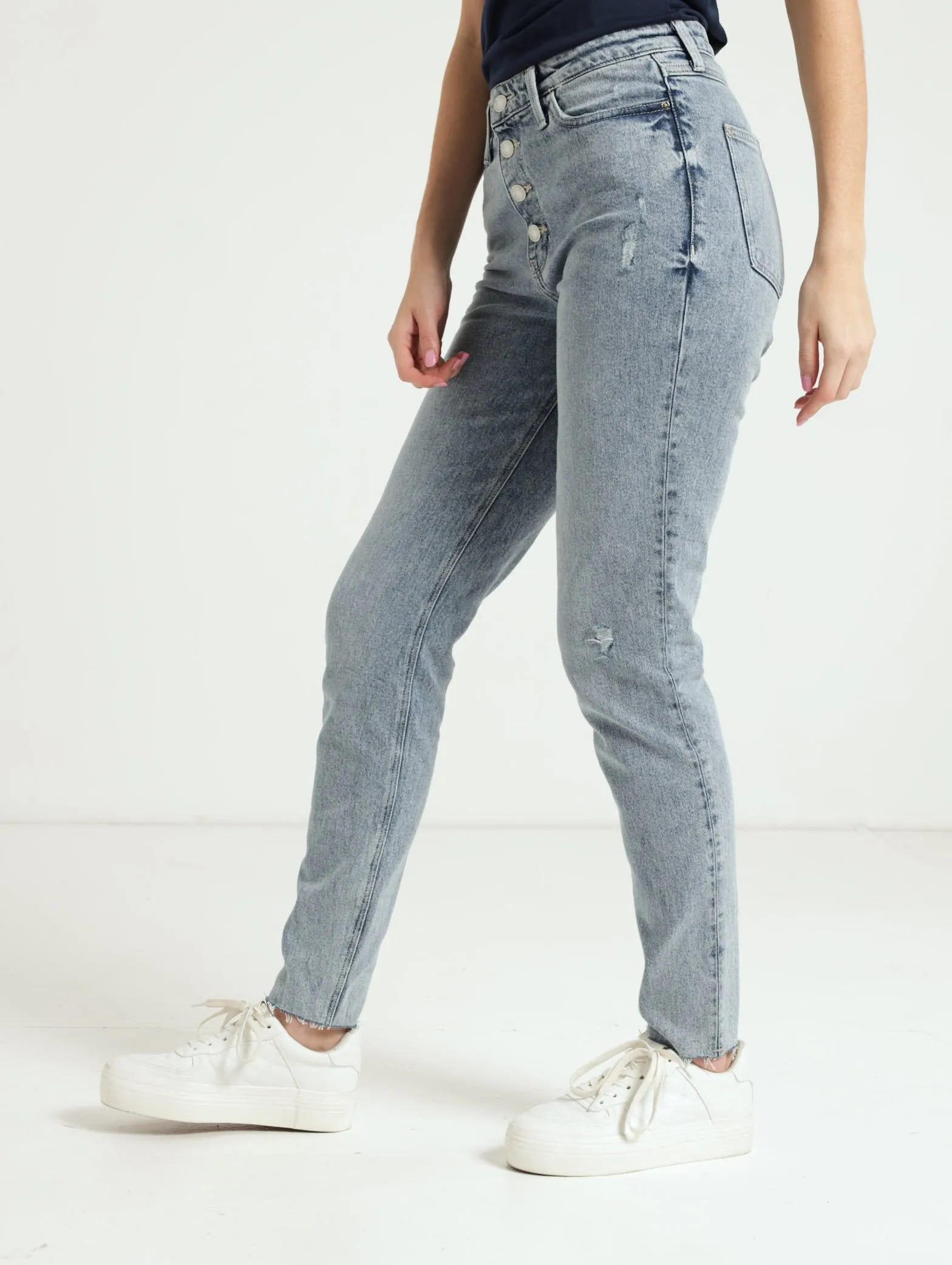 1981 Exposed Button Denim Jean - Light Blue