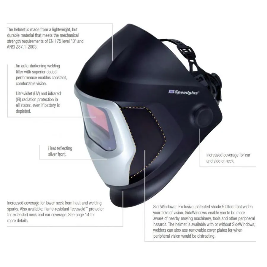 3M Speedglas 9100 Helmet w Auto Darkening Filter 9100X - 06-0100-20SW