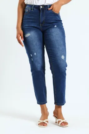 Abraised Comfort Stretch Mom Jean - Mid Denim