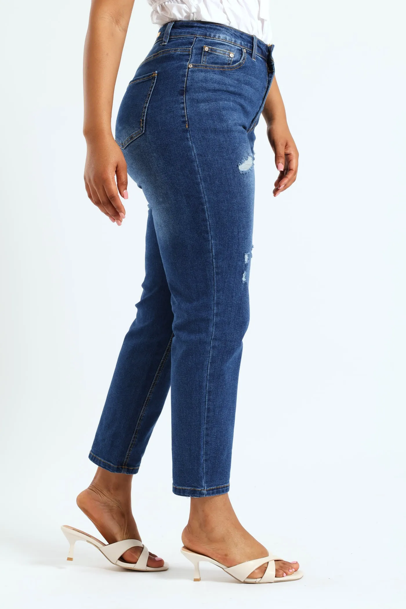 Abraised Comfort Stretch Mom Jean - Mid Denim
