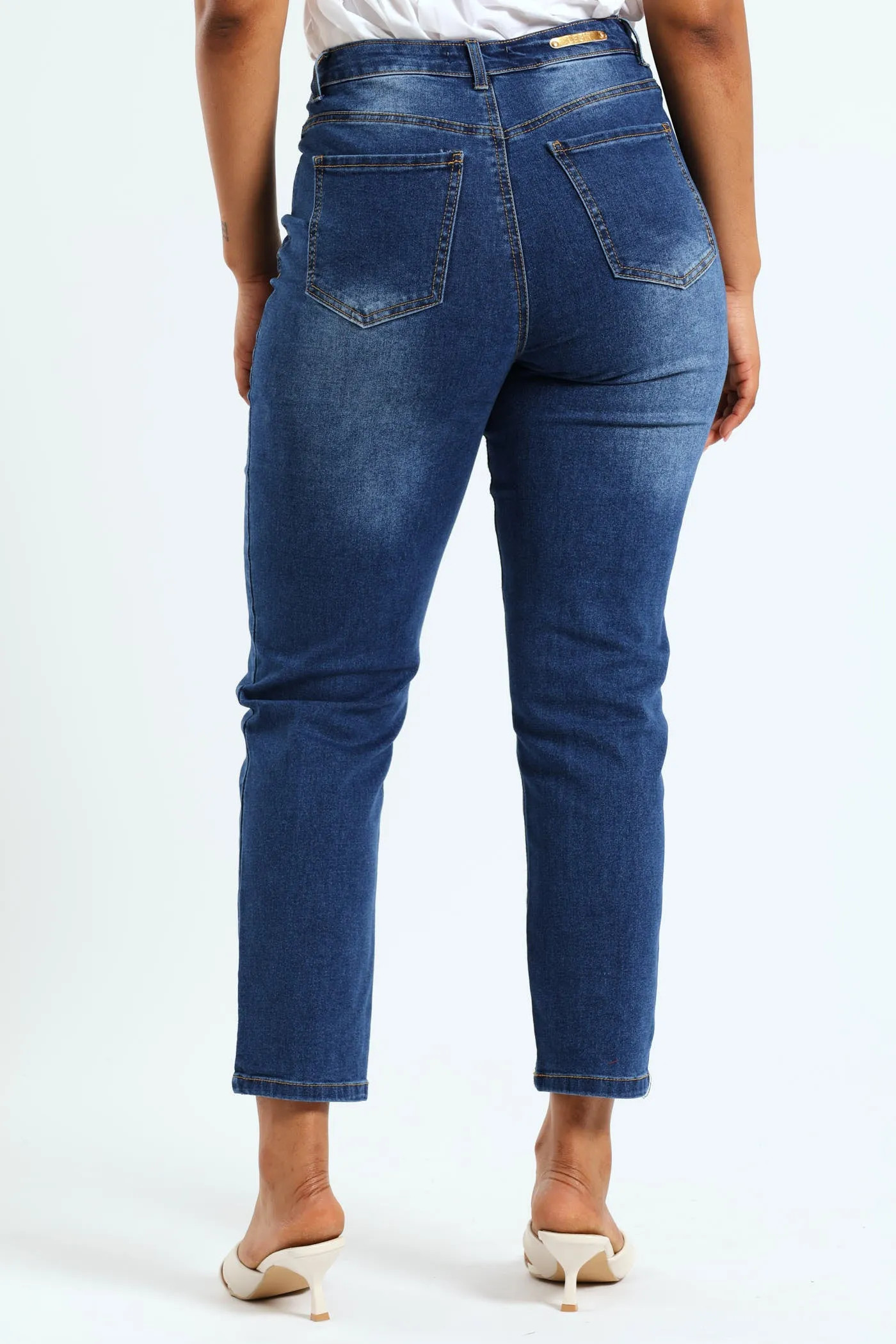 Abraised Comfort Stretch Mom Jean - Mid Denim