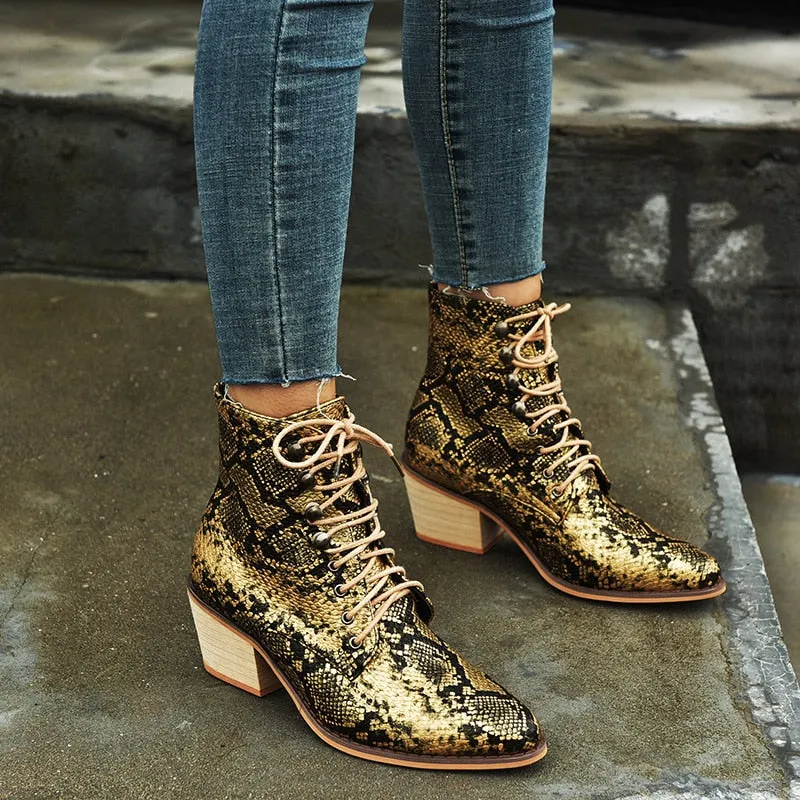 Animal Print PU Leather Cross Tied Chelsea Boots