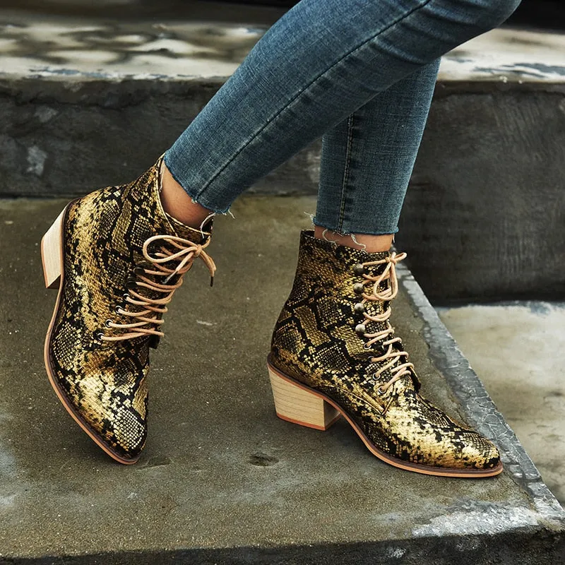 Animal Print PU Leather Cross Tied Chelsea Boots