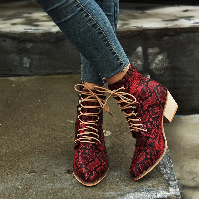 Animal Print PU Leather Cross Tied Chelsea Boots