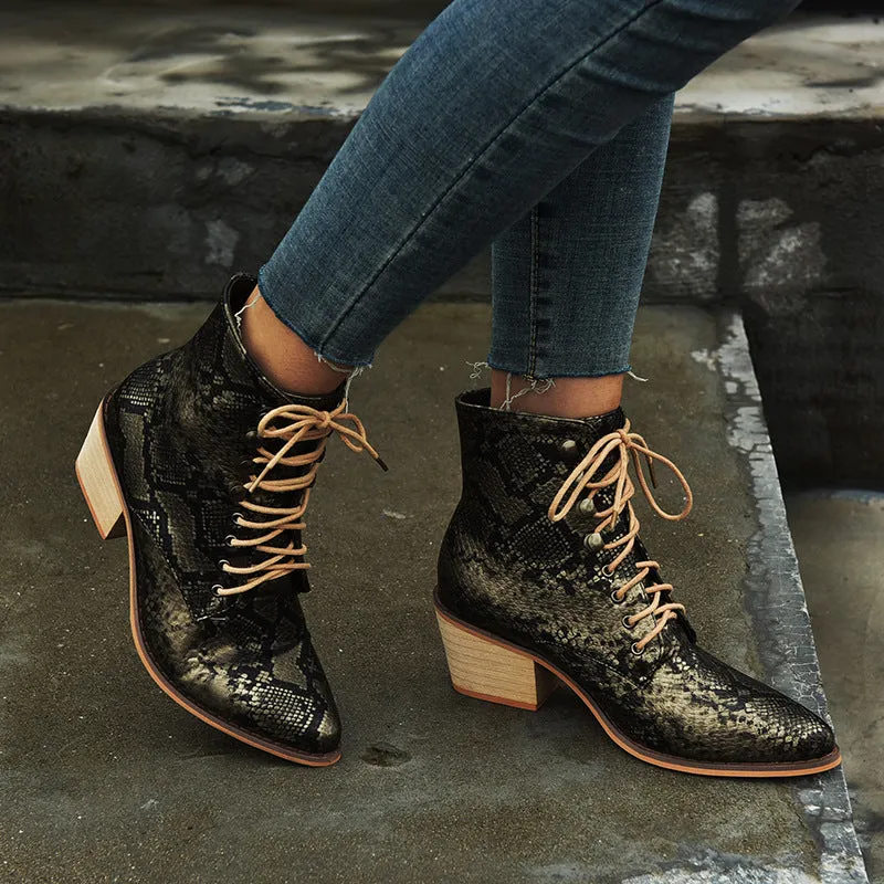 Animal Print PU Leather Cross Tied Chelsea Boots