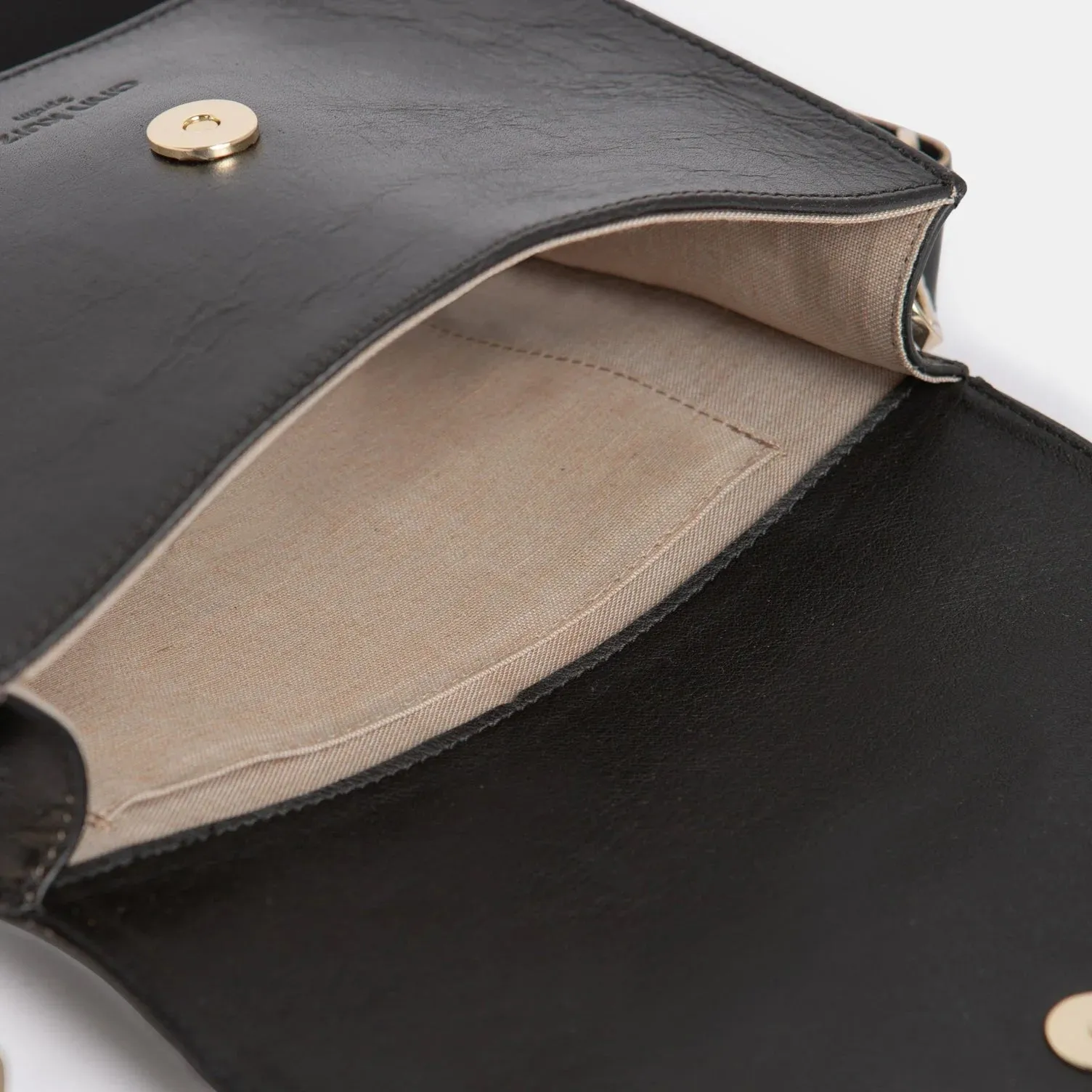 ANN KURZ Perfect square crossbody bag vegetable tanned black women