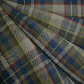 Asymmetric Plaid Cotton Flannel Shirting Olive/Navy