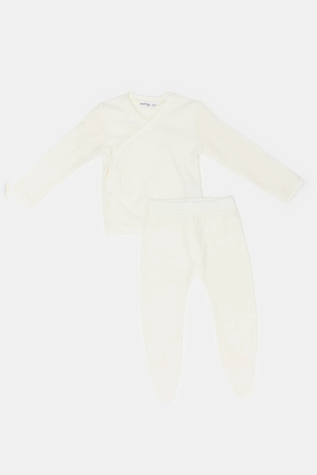Babies Cream Front Button Wrap Over Pyjama Set (2 Piece)