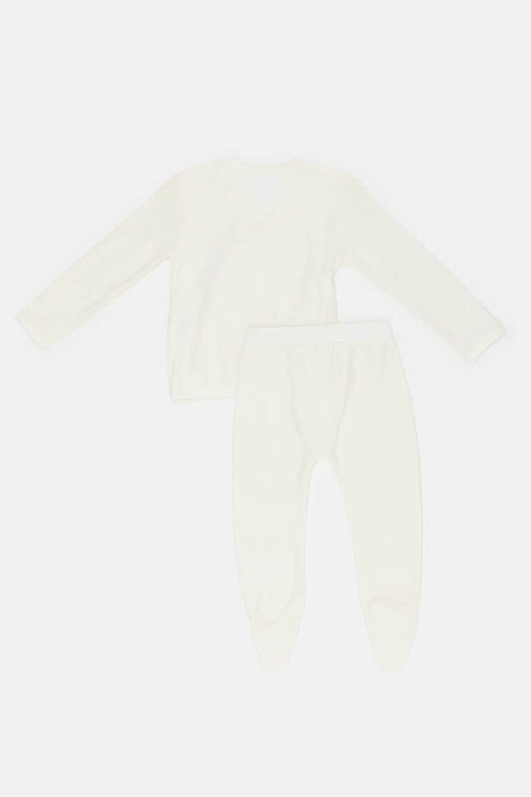 Babies Cream Front Button Wrap Over Pyjama Set (2 Piece)