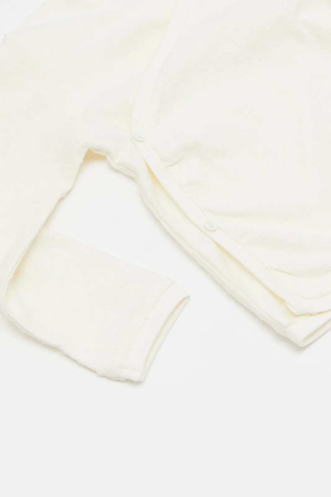 Babies Cream Front Button Wrap Over Pyjama Set (2 Piece)