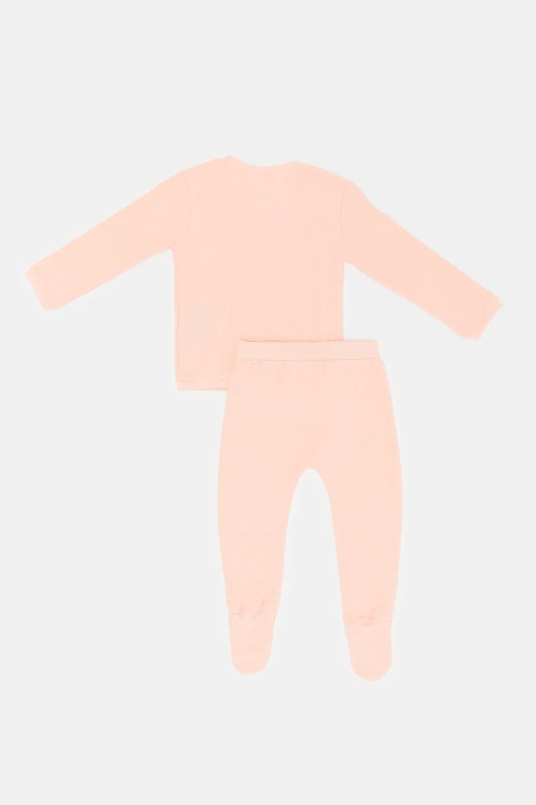 Babies Orange Front Button Wrap Over Pyjama Set (2 Piece)