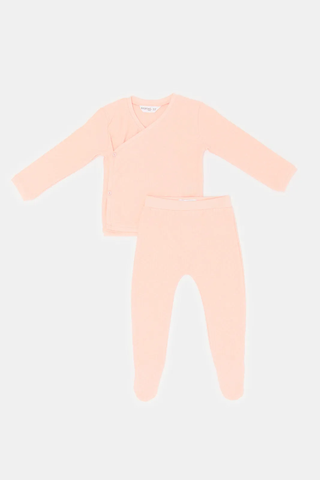 Babies Orange Front Button Wrap Over Pyjama Set (2 Piece)