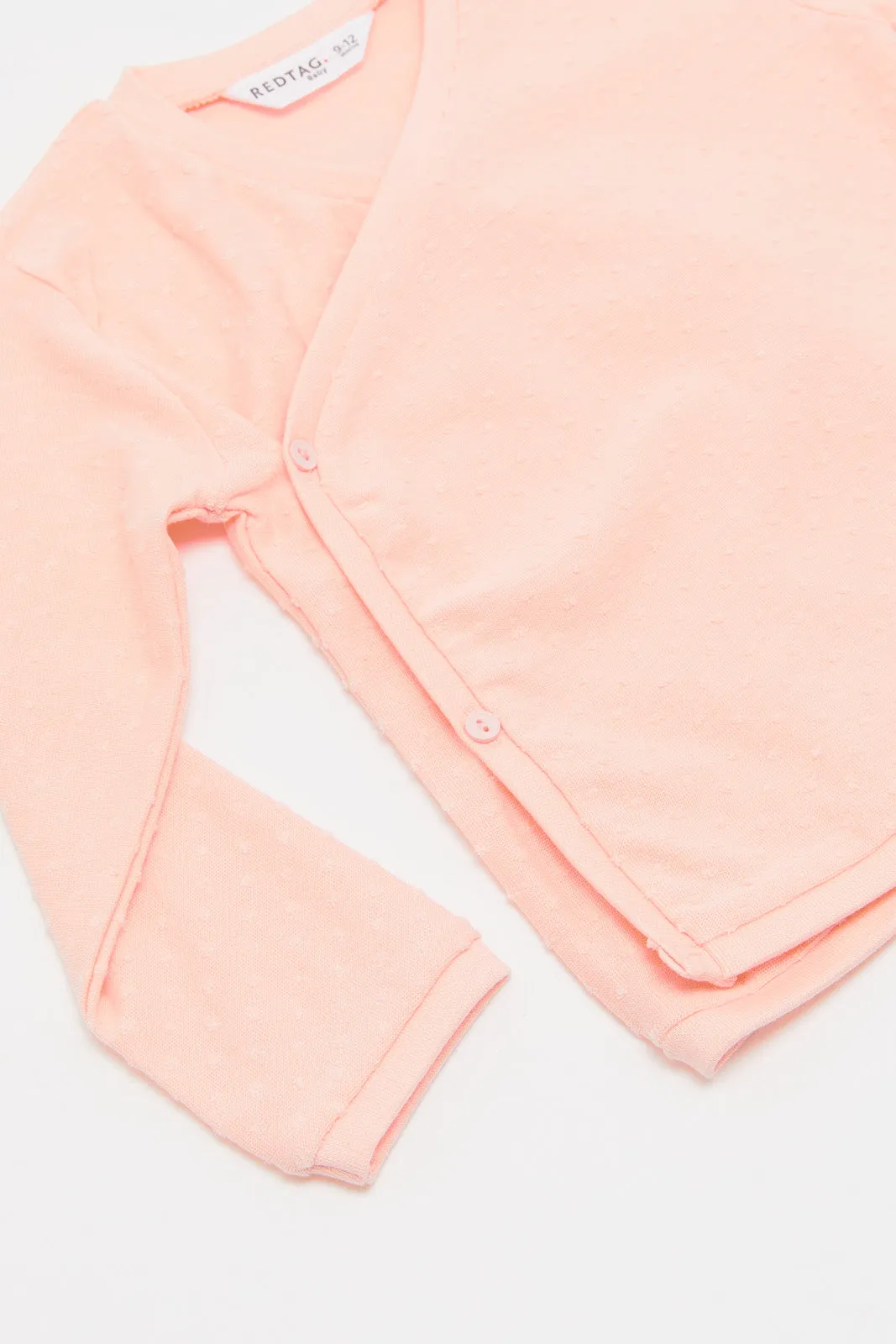 Babies Orange Front Button Wrap Over Pyjama Set (2 Piece)