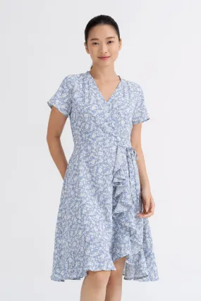 [Back in Stock] Holly Knot Side Wrap Dress in Blue