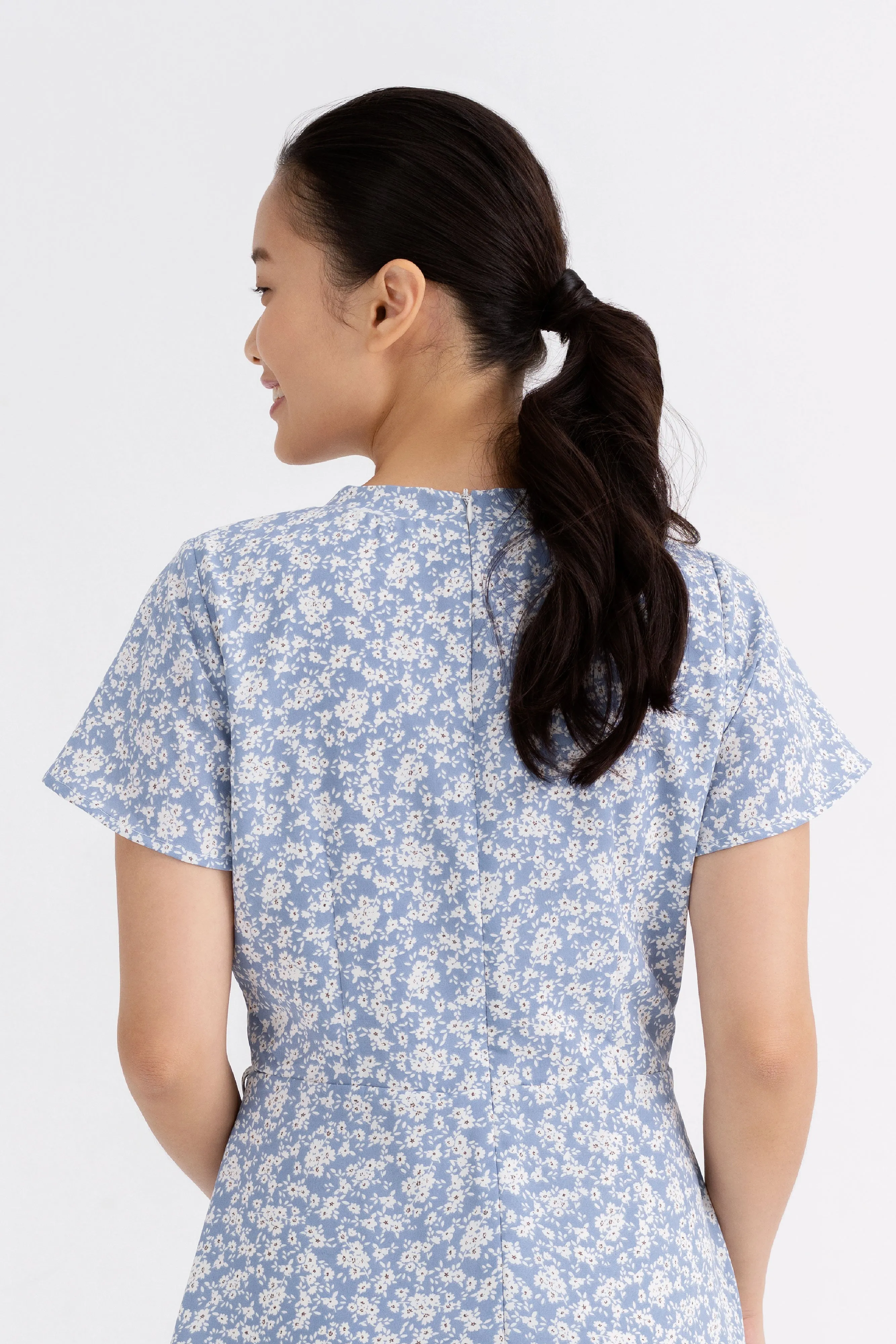 [Back in Stock] Holly Knot Side Wrap Dress in Blue