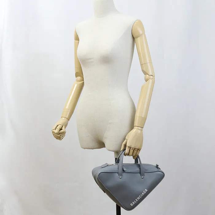 BALENCIAGA 476975 triangle duffel 2way Handbag Shoulderbag Calfskin Gray Women