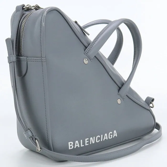 BALENCIAGA 476975 triangle duffel 2way Handbag Shoulderbag Calfskin Gray Women