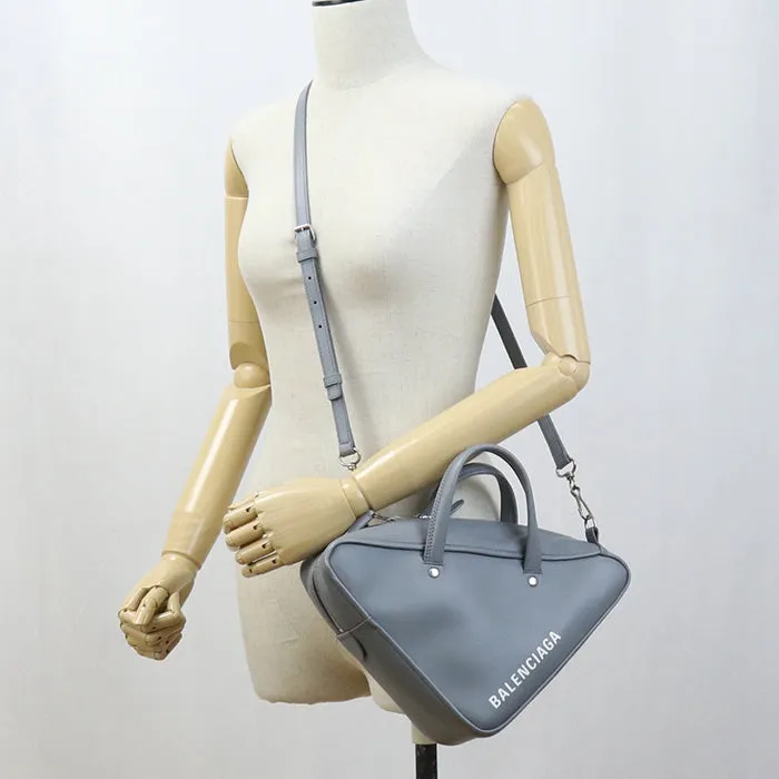 BALENCIAGA 476975 triangle duffel 2way Handbag Shoulderbag Calfskin Gray Women