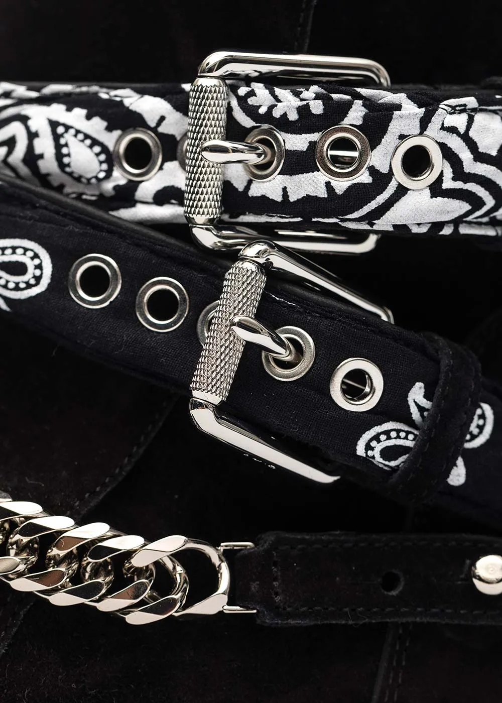 Black Bandana Buckle Boots