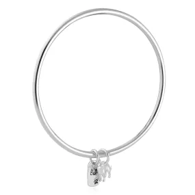 Border Collie Personalised Dog Tag Silver Bangle