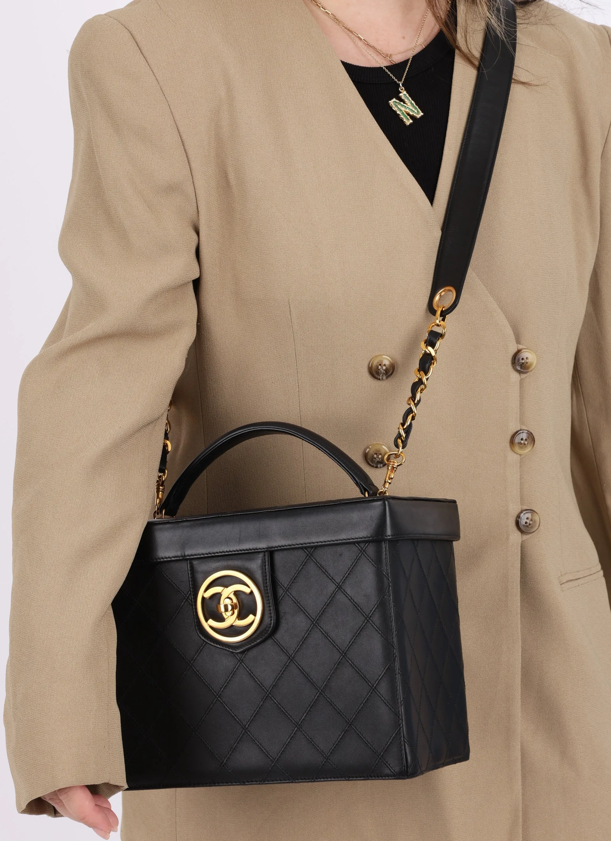 Chanel 1991 Calfskin Turnlock Vanity Bag