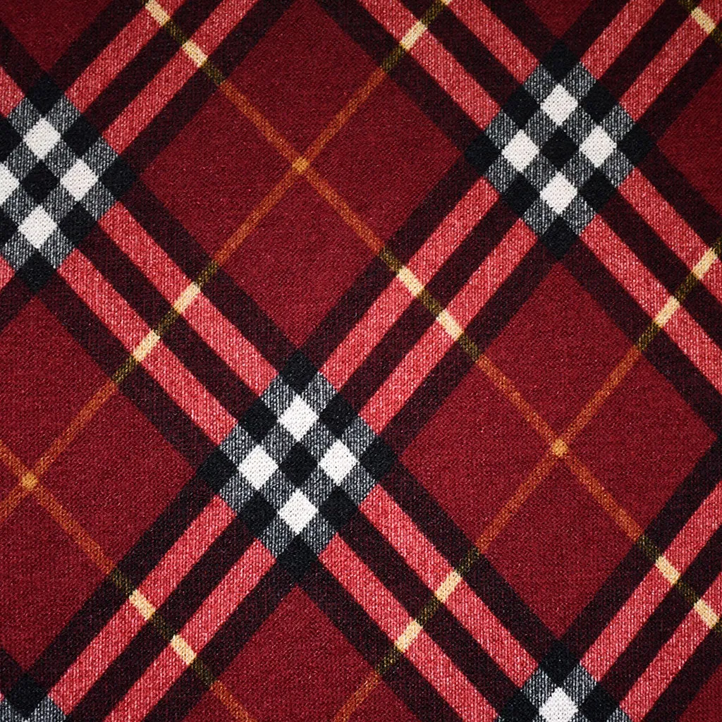 Classic Argyle Plaid Sweater Knit Cranberry