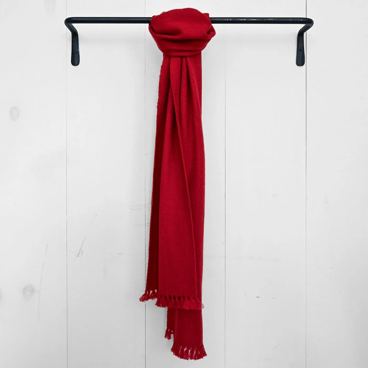 College Red Handwoven Cashmere Scarf