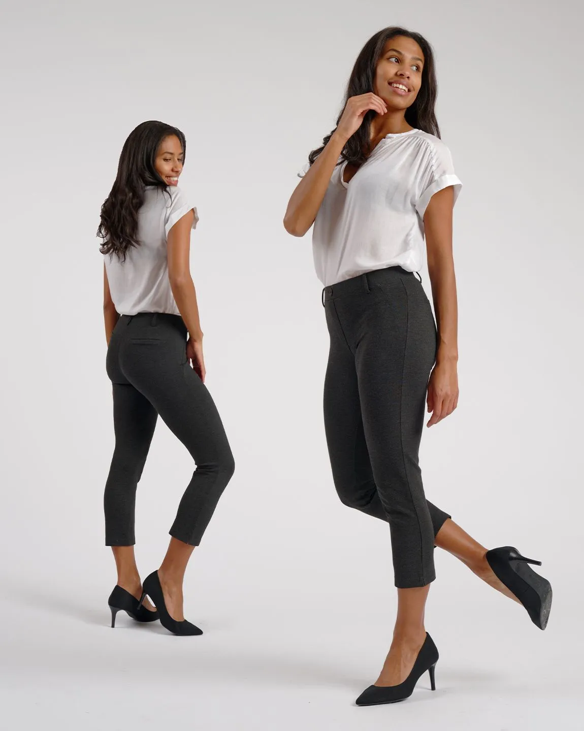 Crop | Classic Dress Pant Yoga Pants (Charcoal)