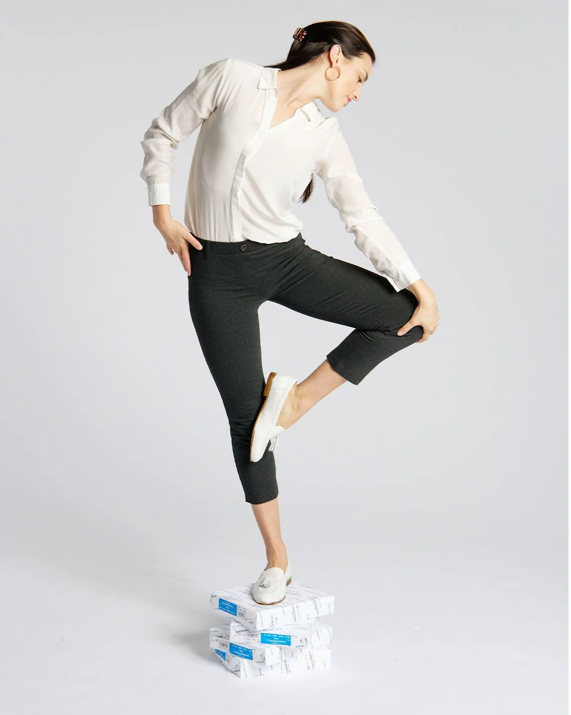 Crop | Classic Dress Pant Yoga Pants (Charcoal)