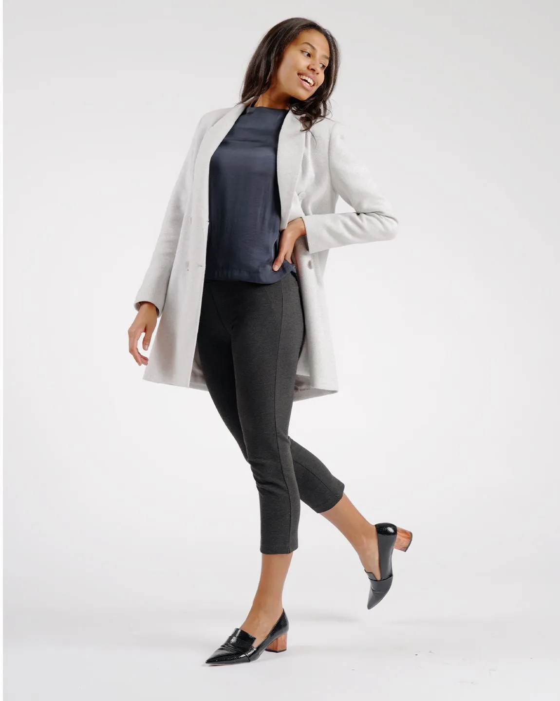 Crop | Classic Dress Pant Yoga Pants (Charcoal)