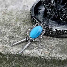Crown Gemstone Braided Leather Bolo Tie