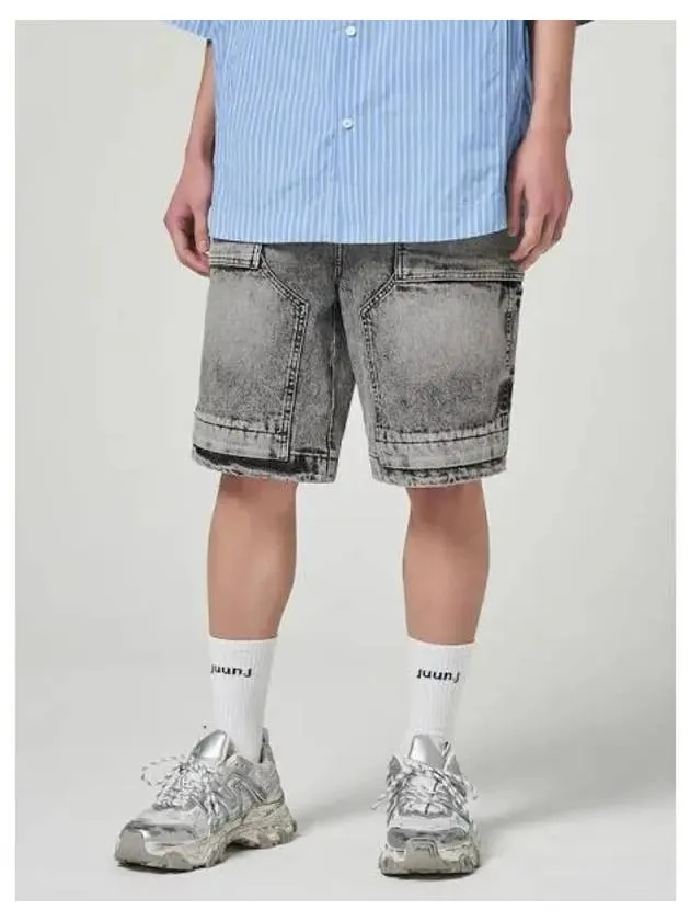 Denim washed shorts gray domestic product