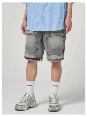 Denim washed shorts gray domestic product