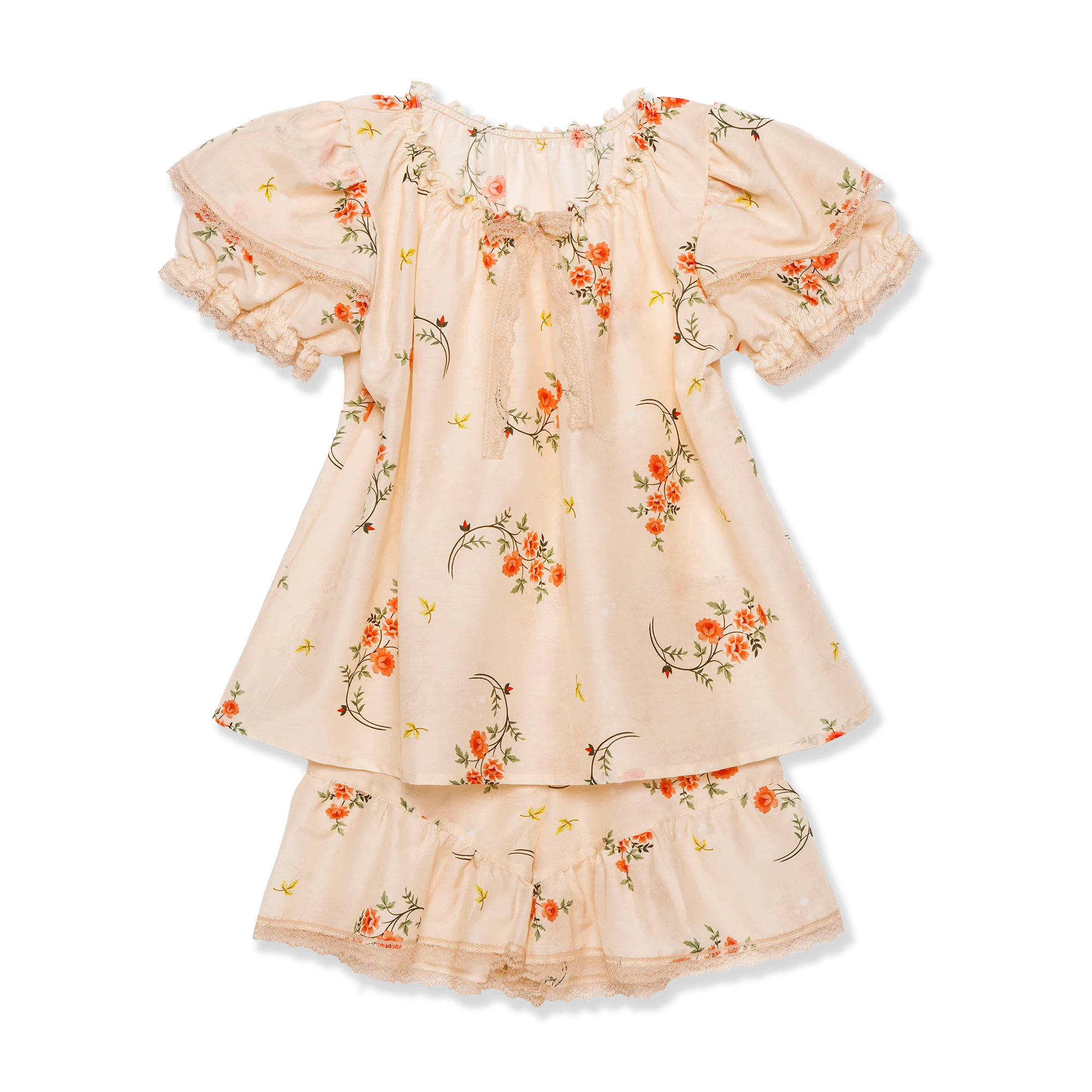 ELENI - GIRLS COTTON SILK PYJAMA ORANGE