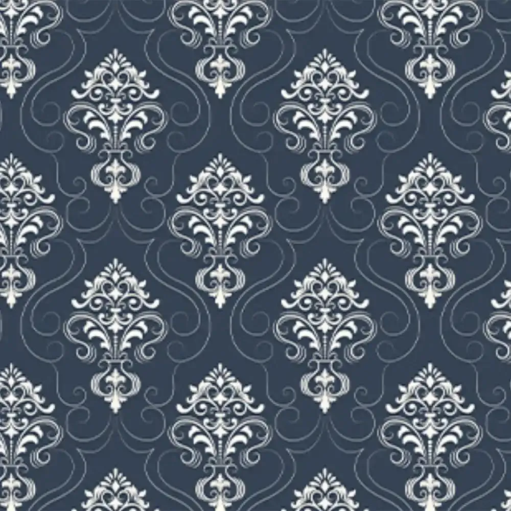 Falguni Damask Wallpaper Roll in Blue Color