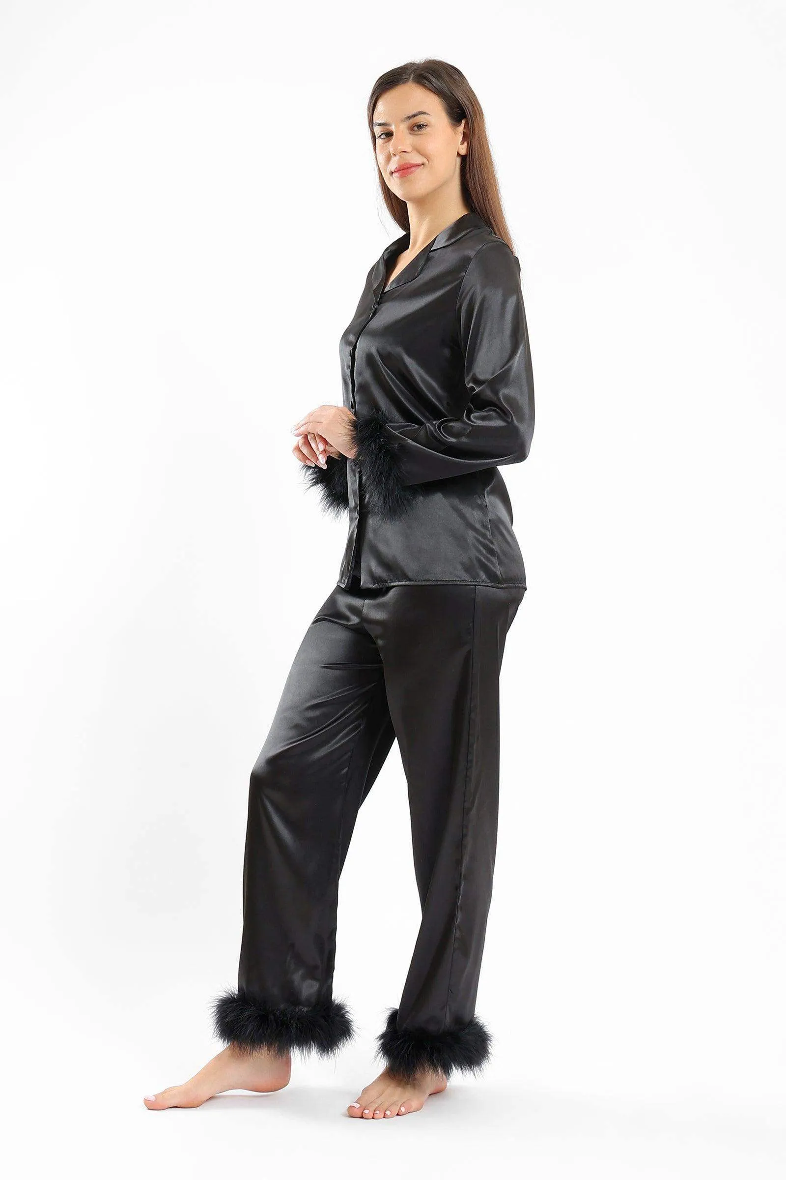 Feather Trims Pyjama Set