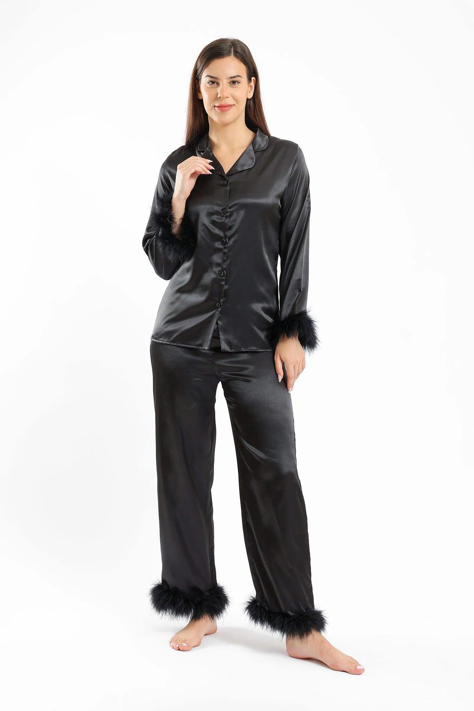 Feather Trims Pyjama Set