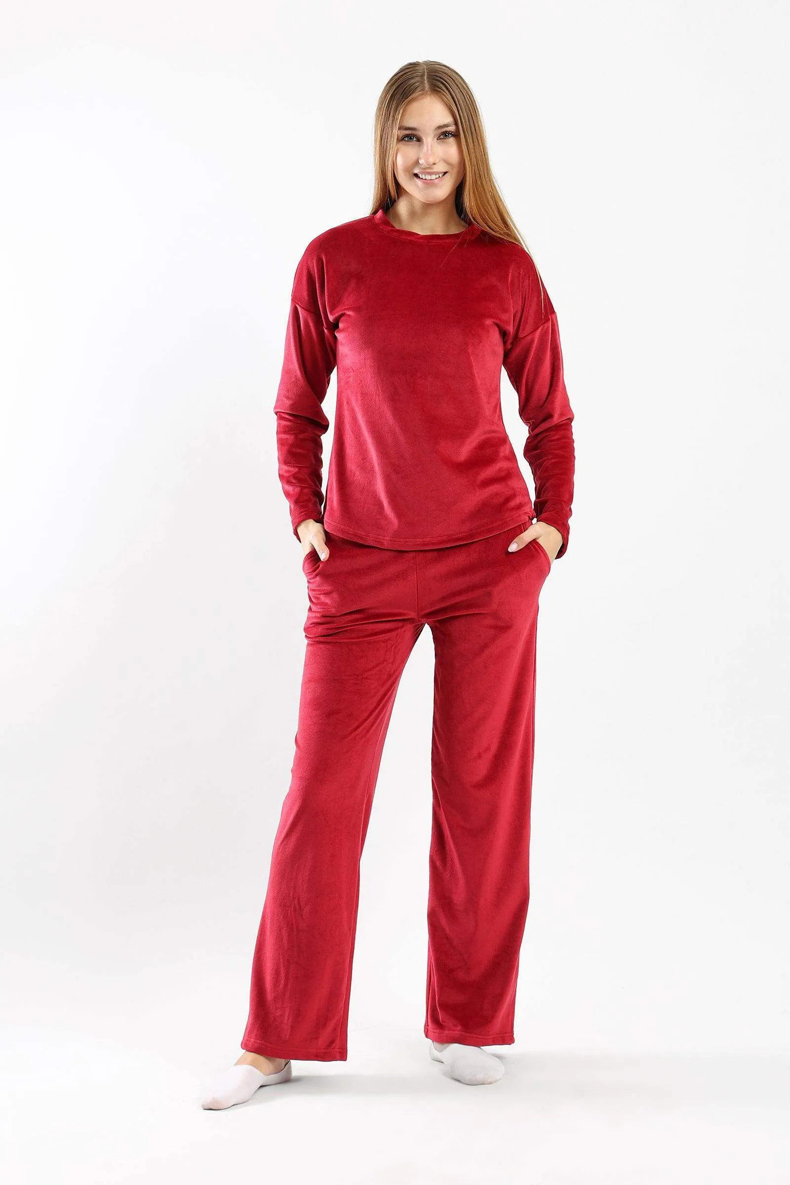 Fleece Solid Pyjama Set