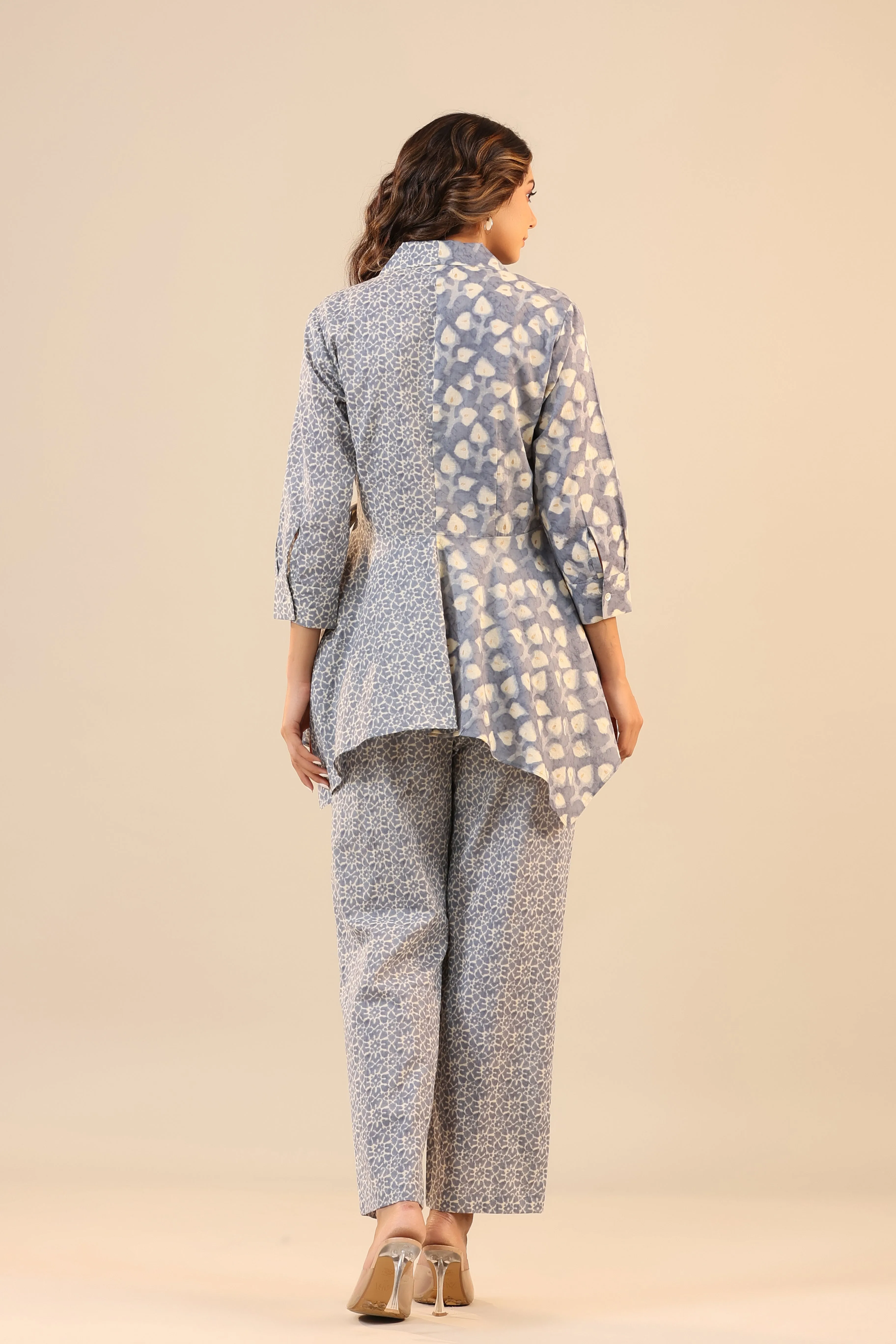 Grey Batik Knot Pure Cotton Loungewear Set