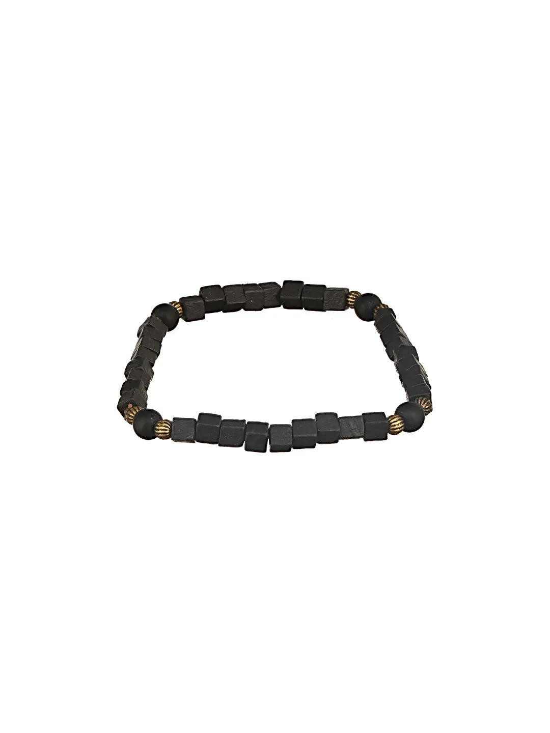 Jazz And Sizzle Men Set of 3 Brown Beads Elasticated & Handcrafted Bracelet