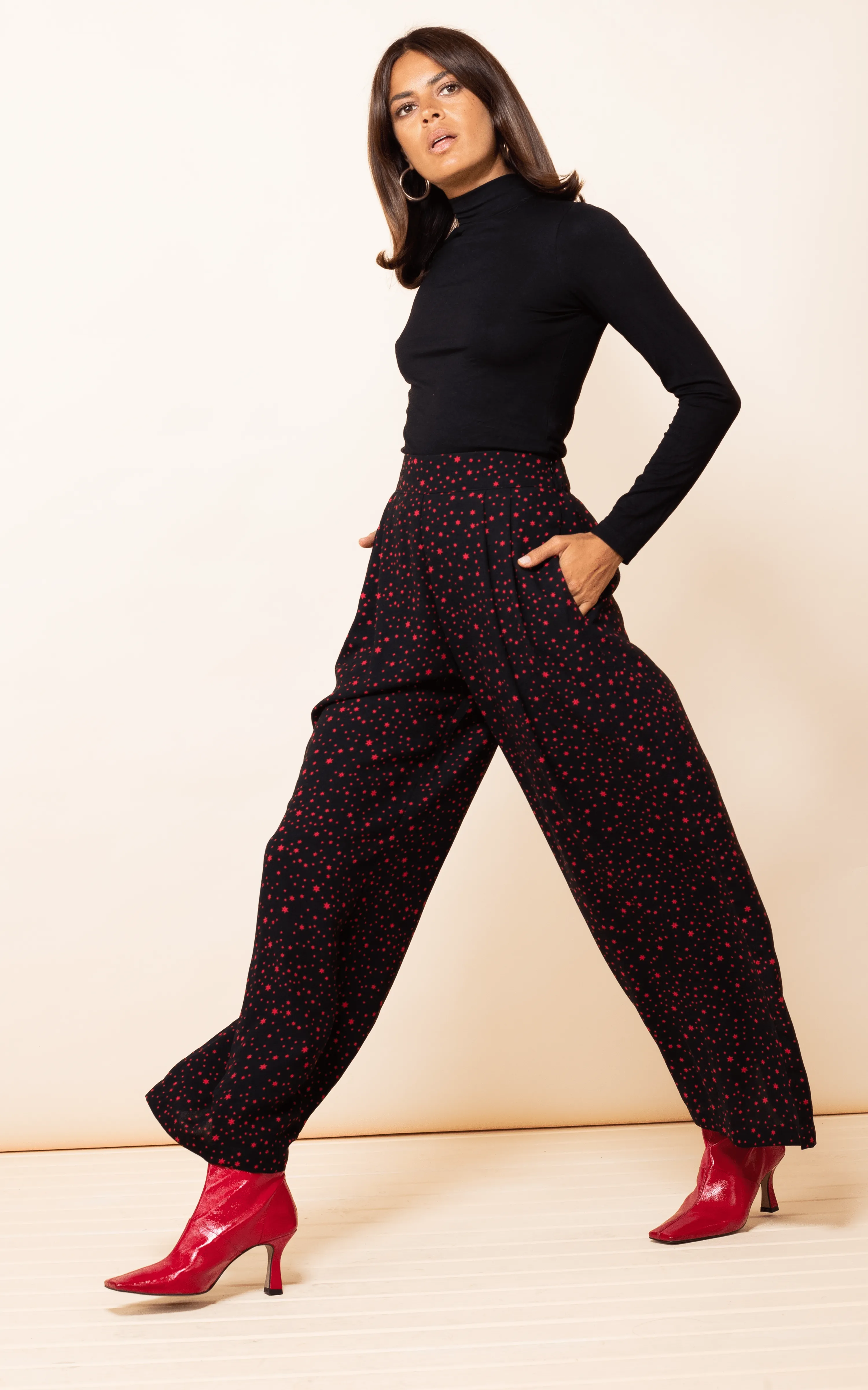 Joey Palazzo Trousers In Midnight Red Star