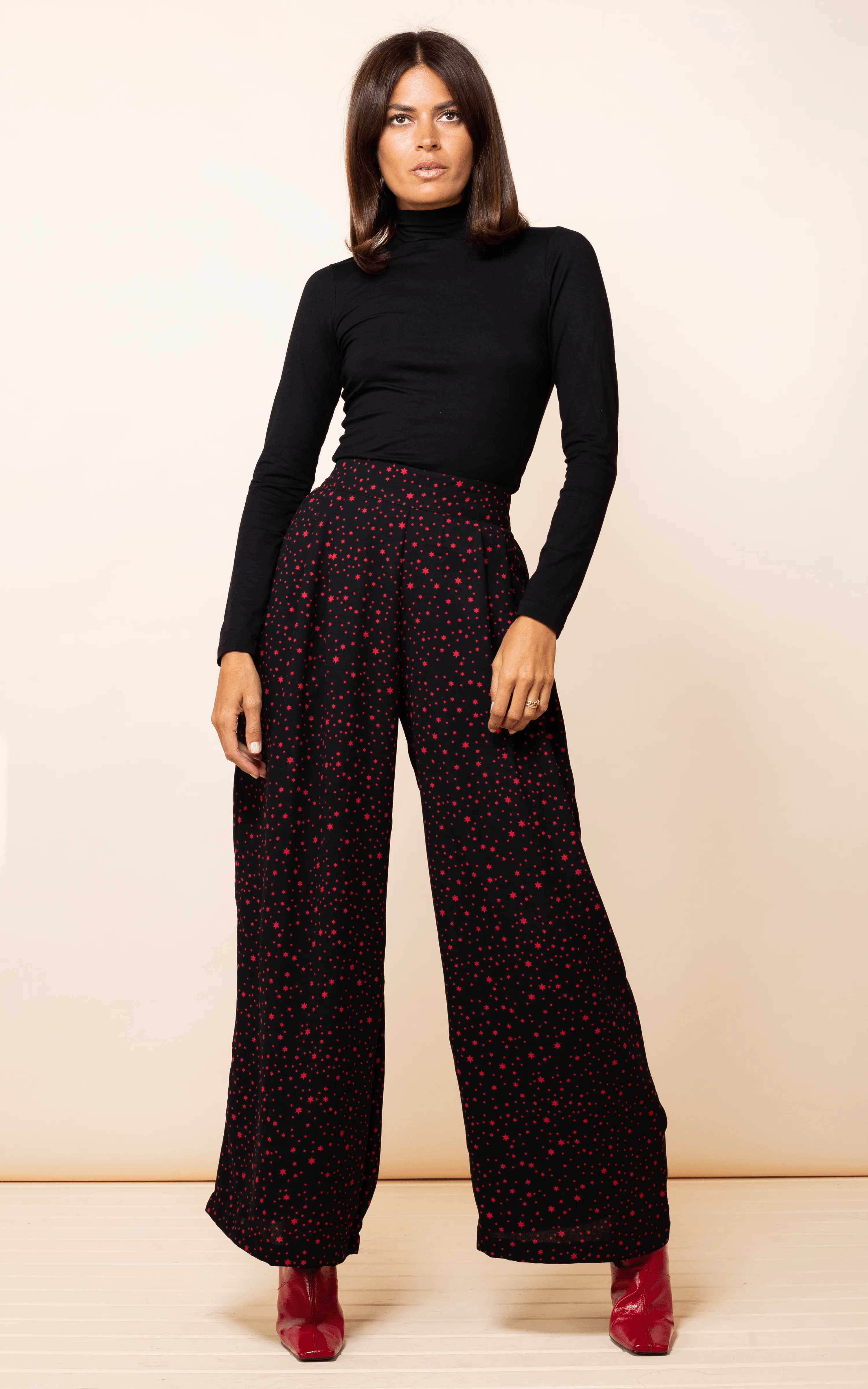 Joey Palazzo Trousers In Midnight Red Star