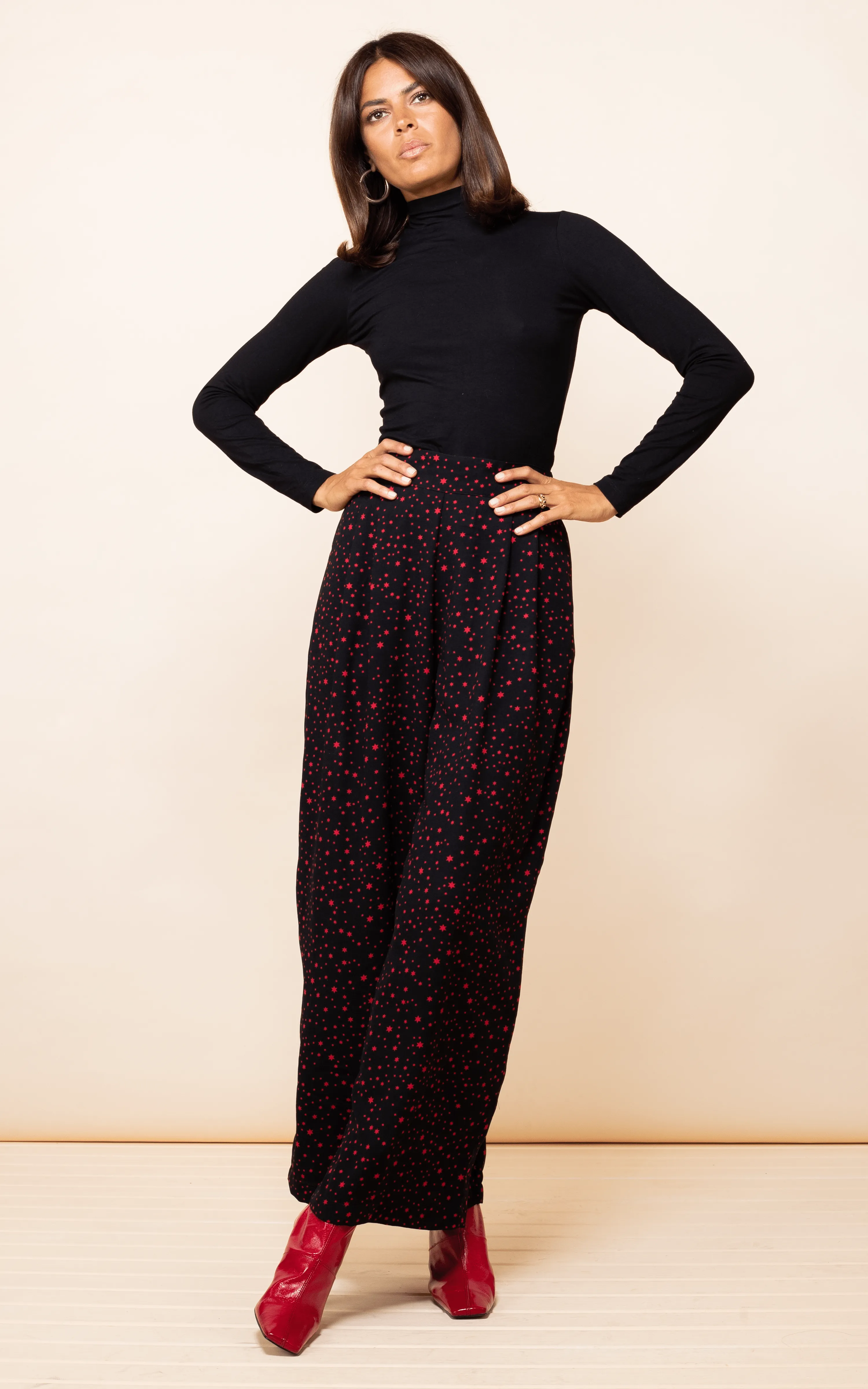 Joey Palazzo Trousers In Midnight Red Star