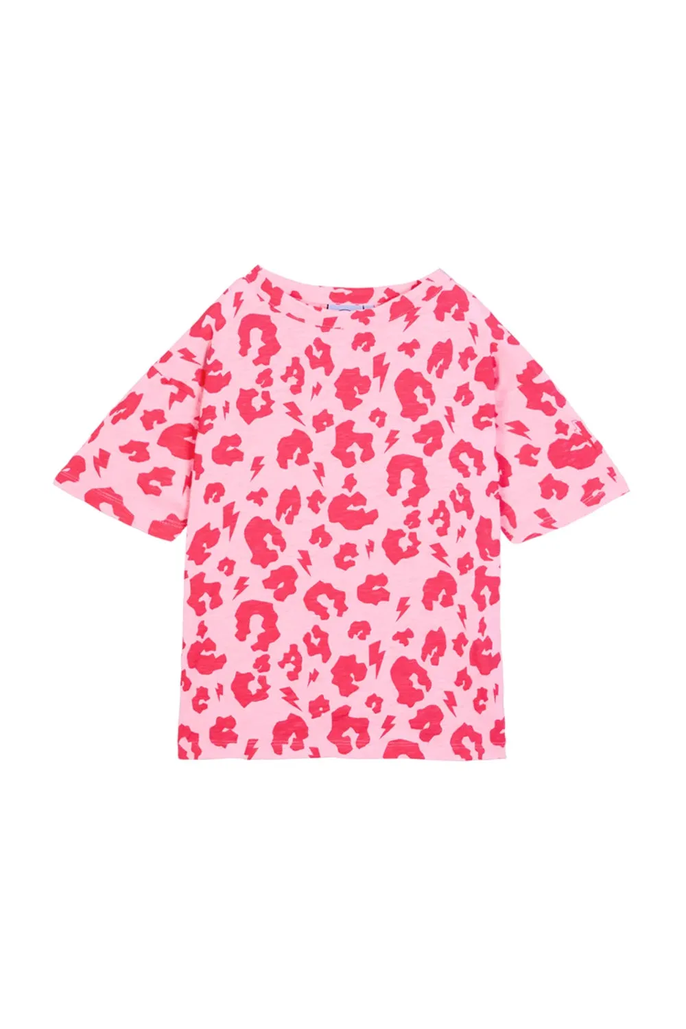 Kids Pink with Neon Pink Leopard Oversized T-Shirt