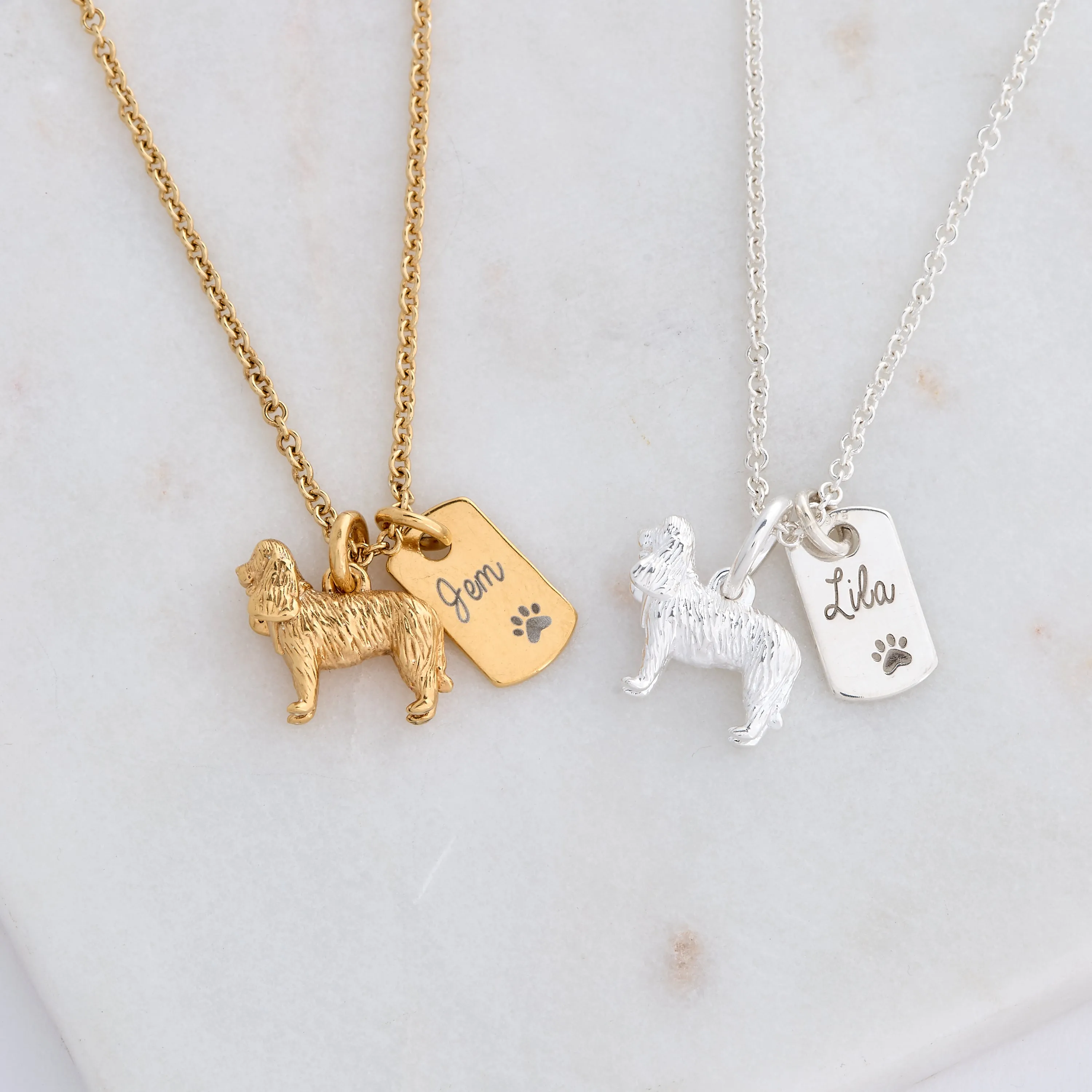 King Charles Spaniel Personalised Silver Dog Tag Necklace