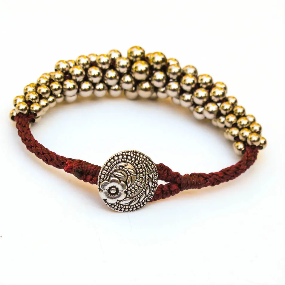 Kumihimo Bracelet with Graduated Metal Beads