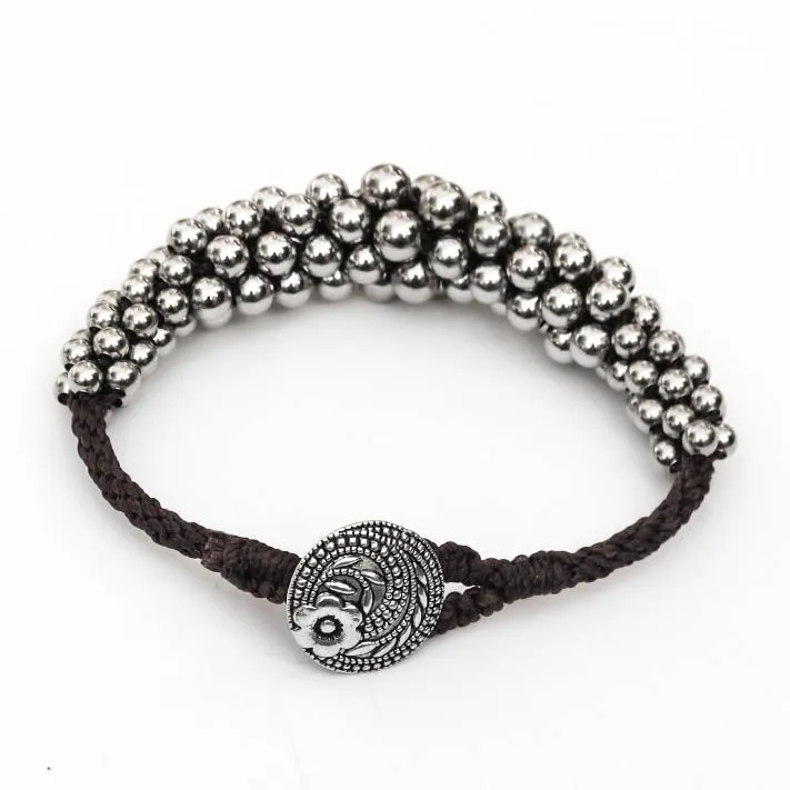 Kumihimo Bracelet with Graduated Metal Beads