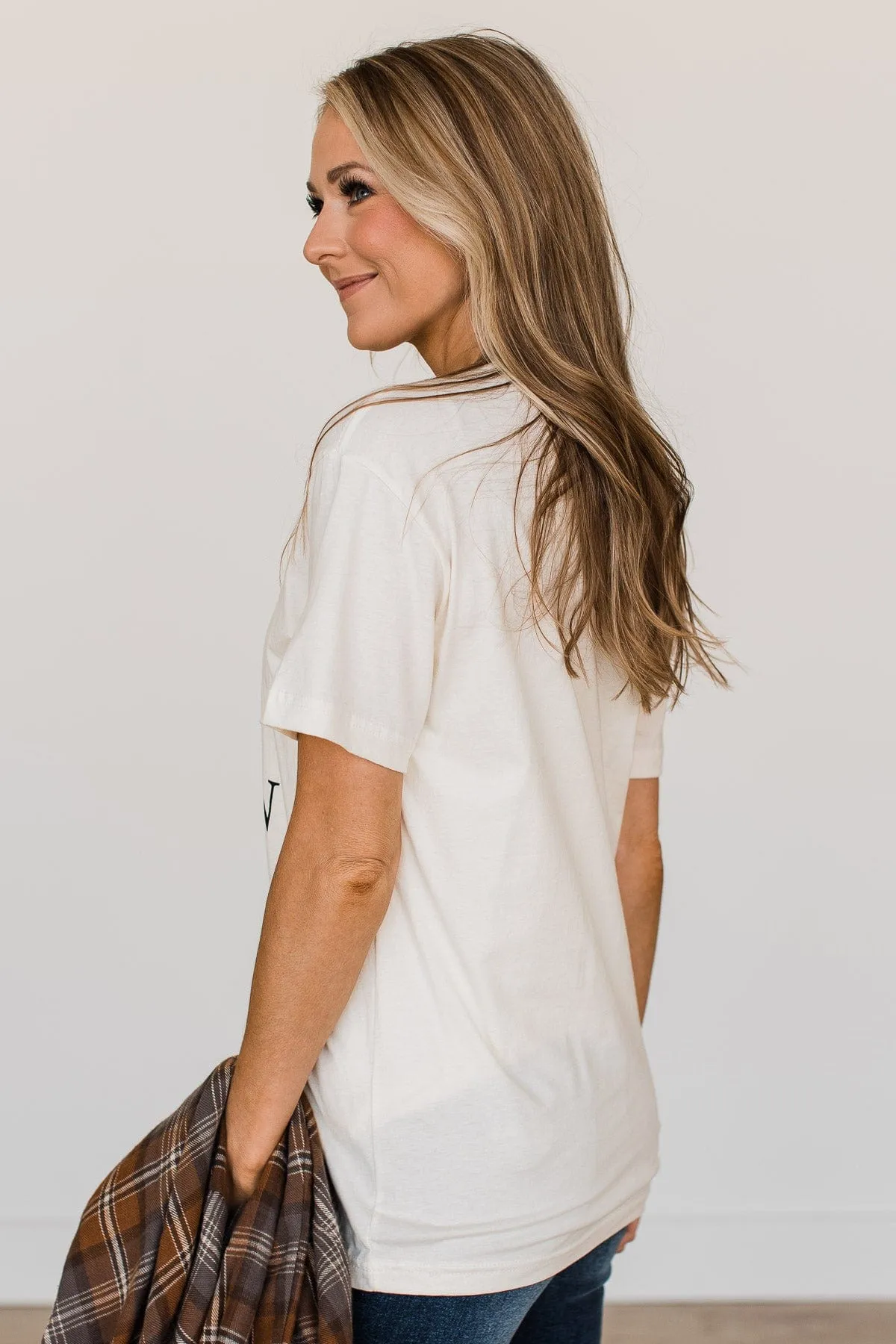 "All The Plaid And Pumpkin Things" Graphic Tee- Cream