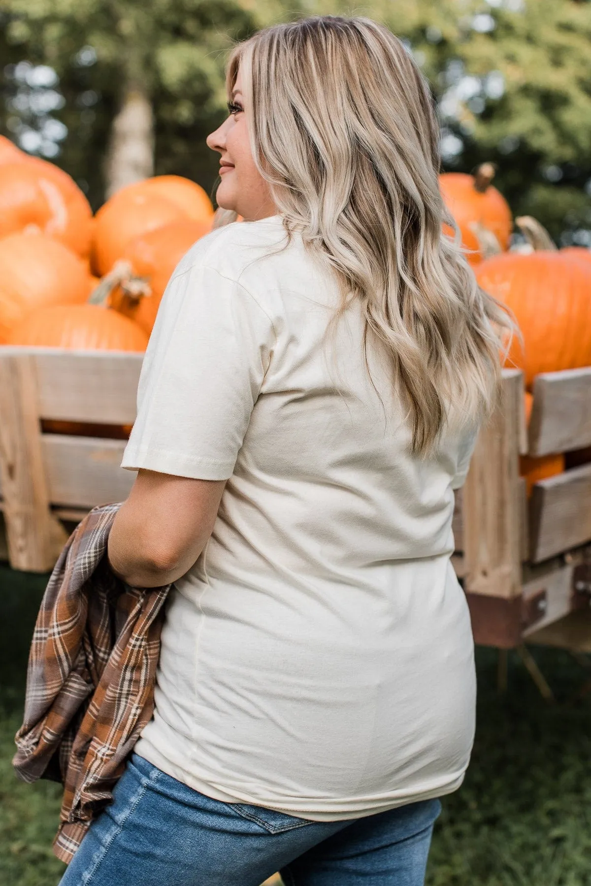"All The Plaid And Pumpkin Things" Graphic Tee- Cream